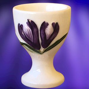 Egg Cup Purple Iris Flower Goebel W Germany Vintage 1983